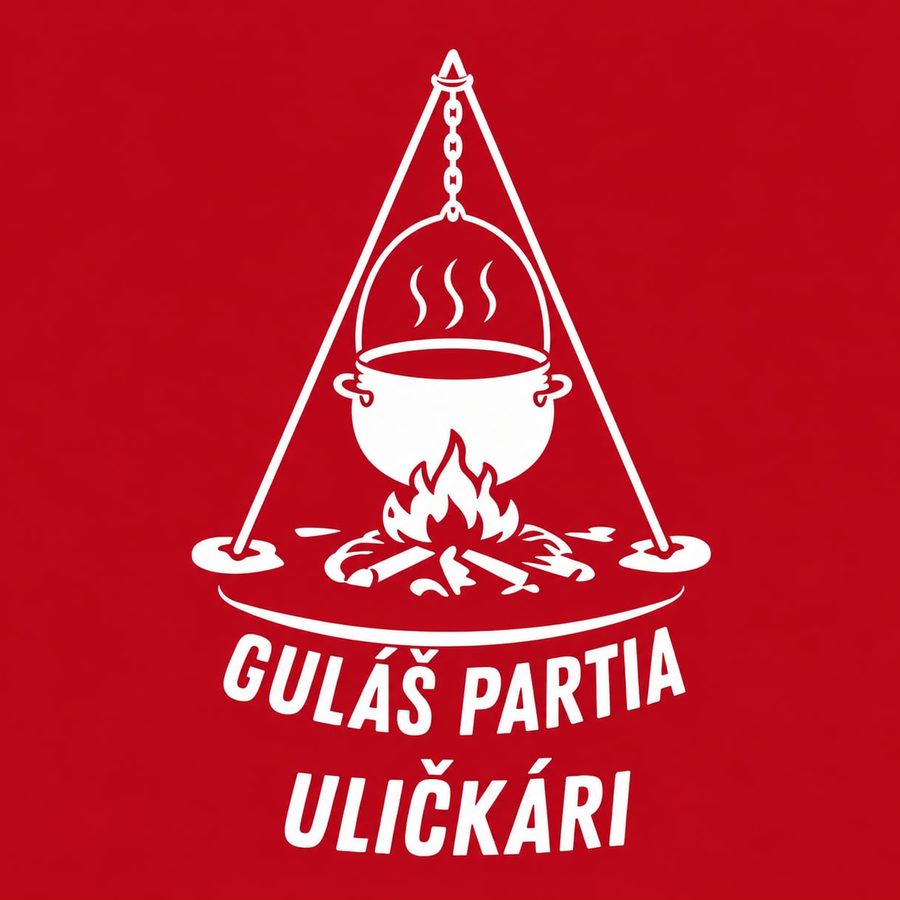 Červené tričko s potlačou Guláš partia Uličkári