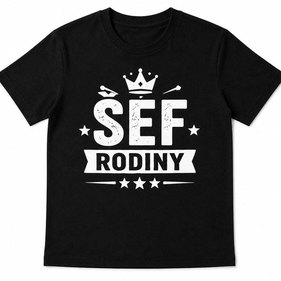 Čierne tričko s potlačou Šéf rodiny